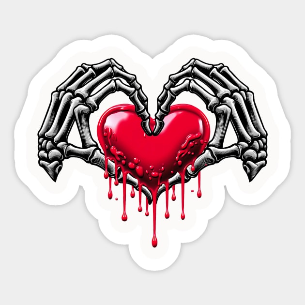 Skeleton Hand Heart Valentines Day Halloween Funny Bones Men Sticker by jadolomadolo